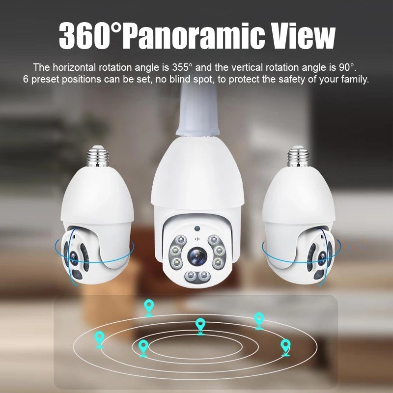 1296p 3MP HD Wi-Fi CCTV Security Camera 360 Panoramic WiFi IR Network E27 Light Bulb Camera Night Vision IP Camera