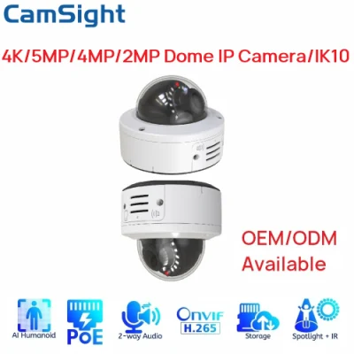 Camsight 4K 8MP 5MP 4MP 2MP Colorvu フルカラー IP カメラ、スマート人間検出ミニドーム IP カメラ Poe CCTV ネットワークセキュリティ IP カメラ OEM サプライヤー