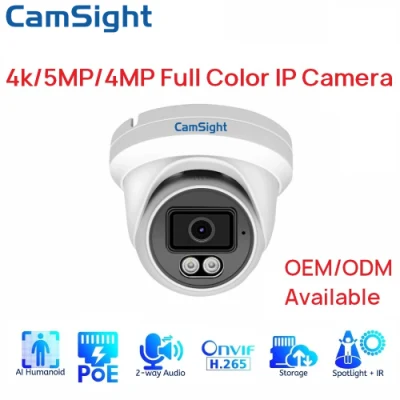 Camsight 4K 8MP 5MP 4MP 2MP Colorvu フルカラー IP カメラ、スマート人間検出タレットドーム IP カメラ Poe CCTV ネットワークセキュリティ IP カメラ OEM サプライヤー