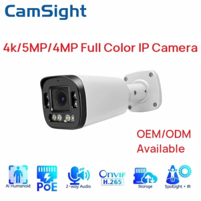 Camsight 4K 8MP 5MP 4MP 2MP Colorvu フルカラー IP カメラ、スマート人体検出弾丸 IP カメラ Poe CCTV ネットワークセキュリティ IP カメラ OEM サプライヤー